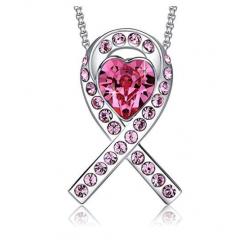 606829399945 Breast Cancer Awareness Pink Ribbon Necklace