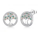 737123028436 Green Tree Earring Studs